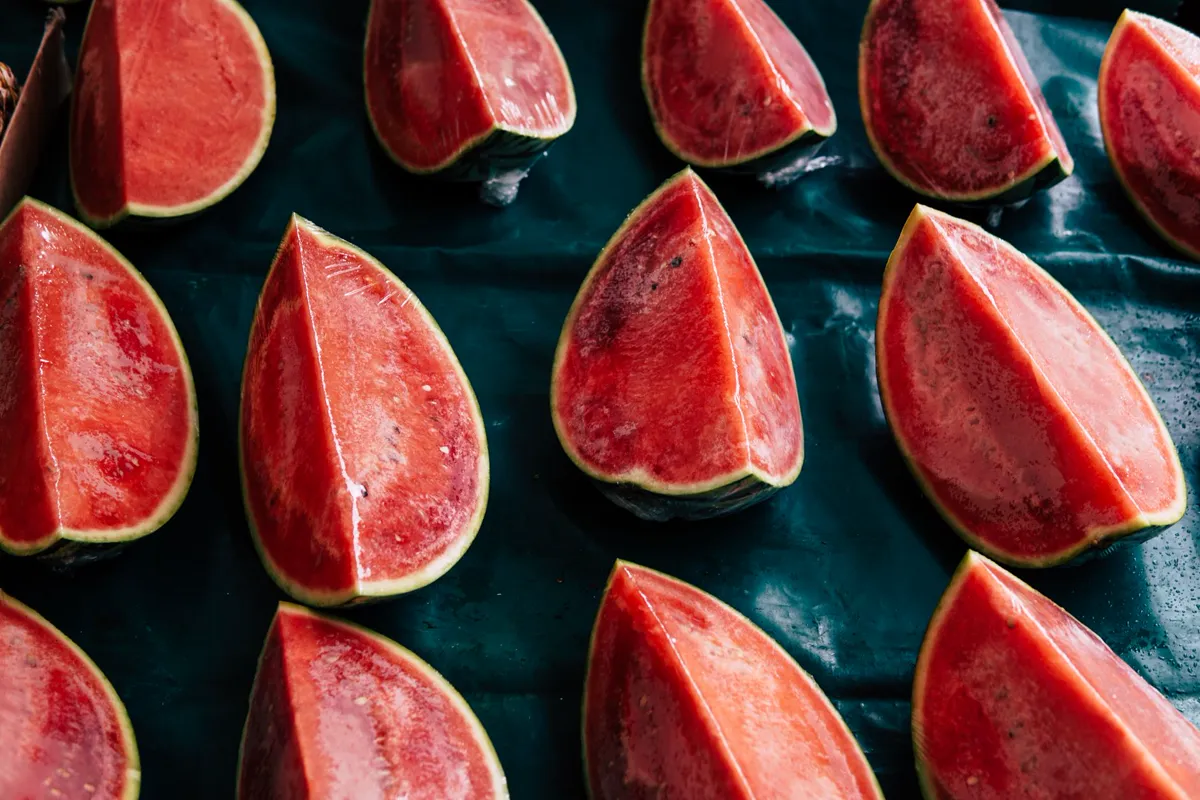 Close-up of watermelon slices.
